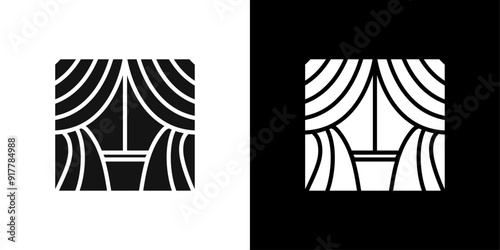 Window with curtains icon Symbol mark in filled style