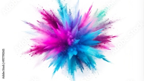 Colorful powder explosion on white background.