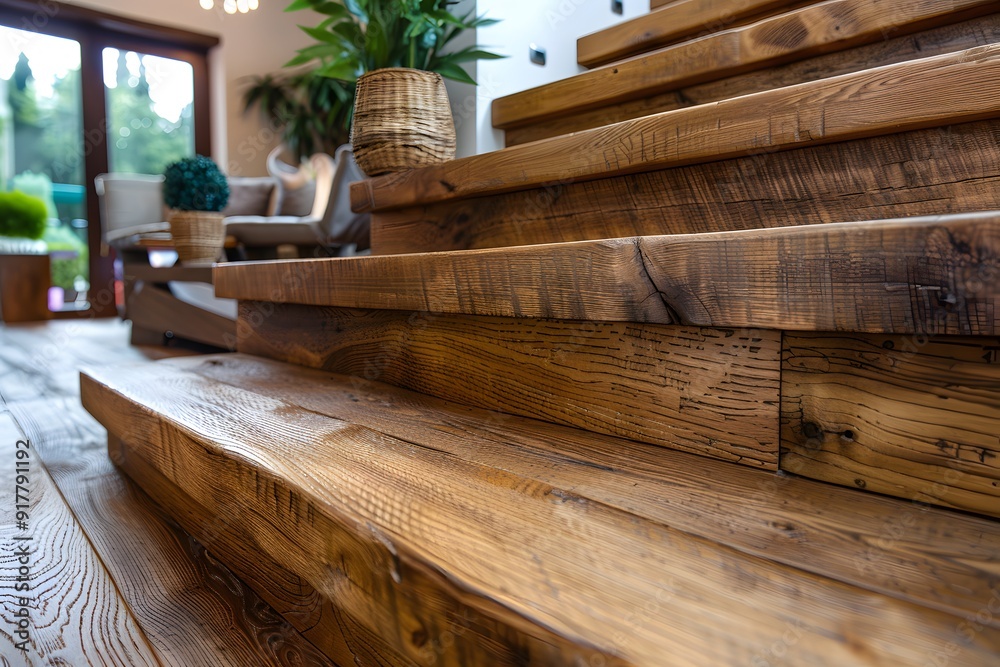 Modern Rustic Home Interior Featuring Wooden Stairs and Indoor Greenery - Perfect for Home Decor Inspiration Modern Rustic Home Interior Featuring Wooden Stairs and Indoor Greenery - Perfect for Home Decor Inspiration