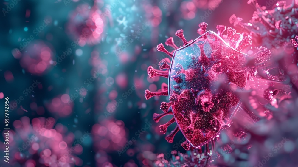 A stylized 3D illustration of a virus being neutralized by a shield representing immunity, symbolizing the body's ability to resist infections. A stylized 3D illustration of a virus being neutralized by a shield representing immunity, symbolizing the body's ability to resist infections.