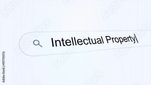 Intellectual Property typing on internet search bar computer screen