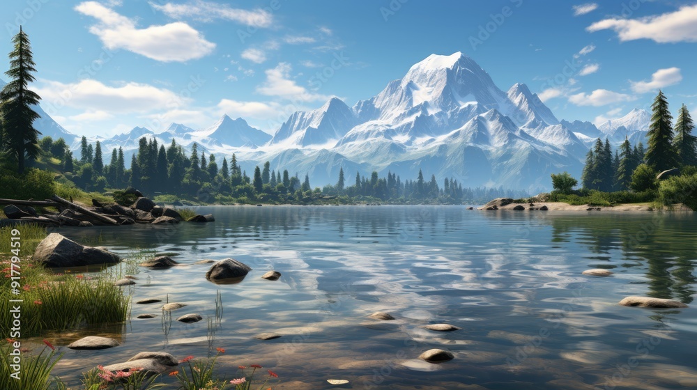 Naklejka premium lake in mountains