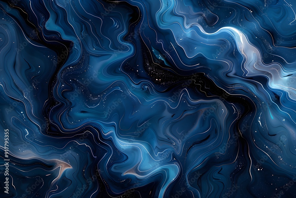 Oceanic Serenity. Abstract swirling pattern in shades of blue and black concept Oceanic Serenity. Abstract swirling pattern in shades of blue and black concept