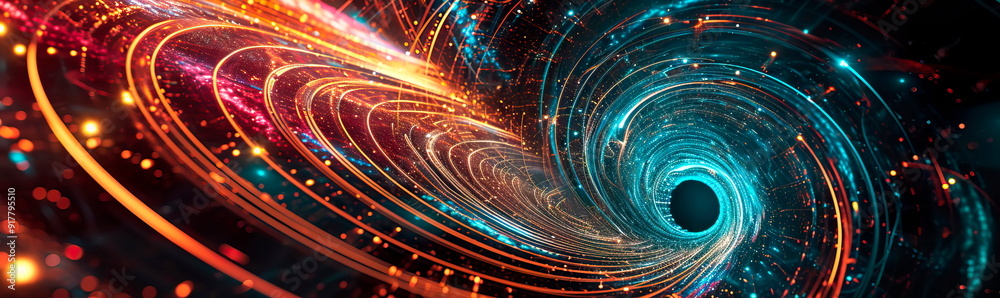 neon lines into a spiral galaxy, combining abstract art with cosmic elements neon lines into a spiral galaxy, combining abstract art with cosmic elements