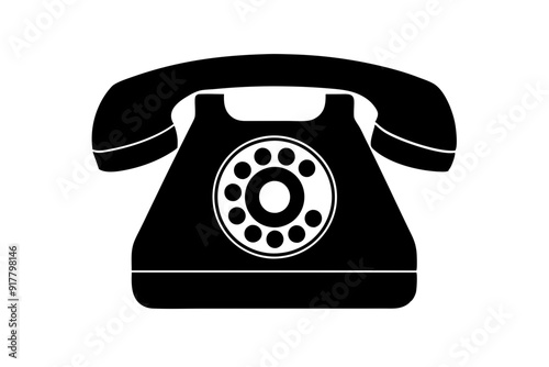 Telephone vector silhouette, Classic vintage ring phone vector illustration