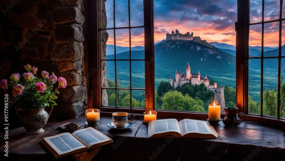 Castle View: A Cozy Evening of Melancholy and Magic Through the Window Castle View: A Cozy Evening of Melancholy and Magic Through the Window