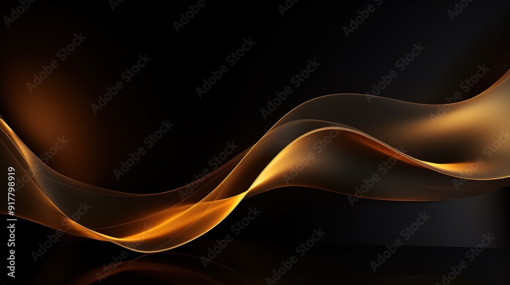 Abstract black background with gold wave. Abstract black background with gold wave.