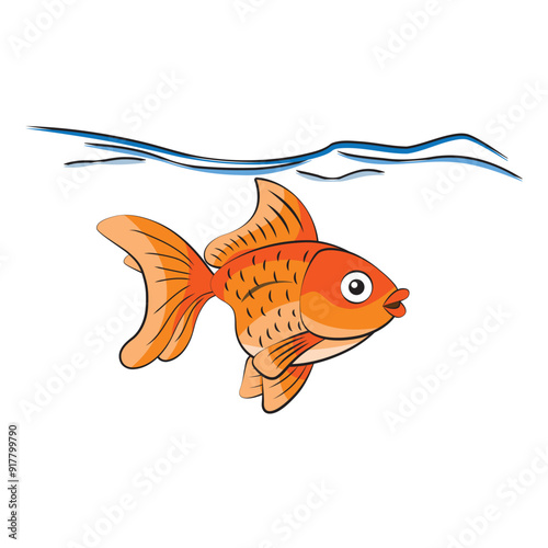 Goldfish corporate logo design. Orange gold fish luxury icon. Classic monogram for company. Icon, sign, branding, symbolic vector illustration isolated on white background.