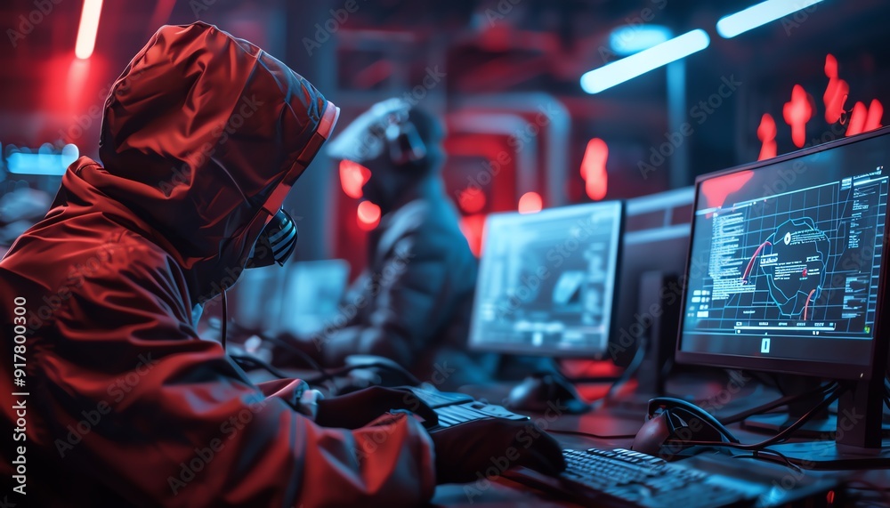Cyber criminals infiltrating a network, data transfer in progress, high resolution, 8K quality, realistic photography Cyber criminals infiltrating a network, data transfer in progress, high resolution, 8K quality, realistic photography
