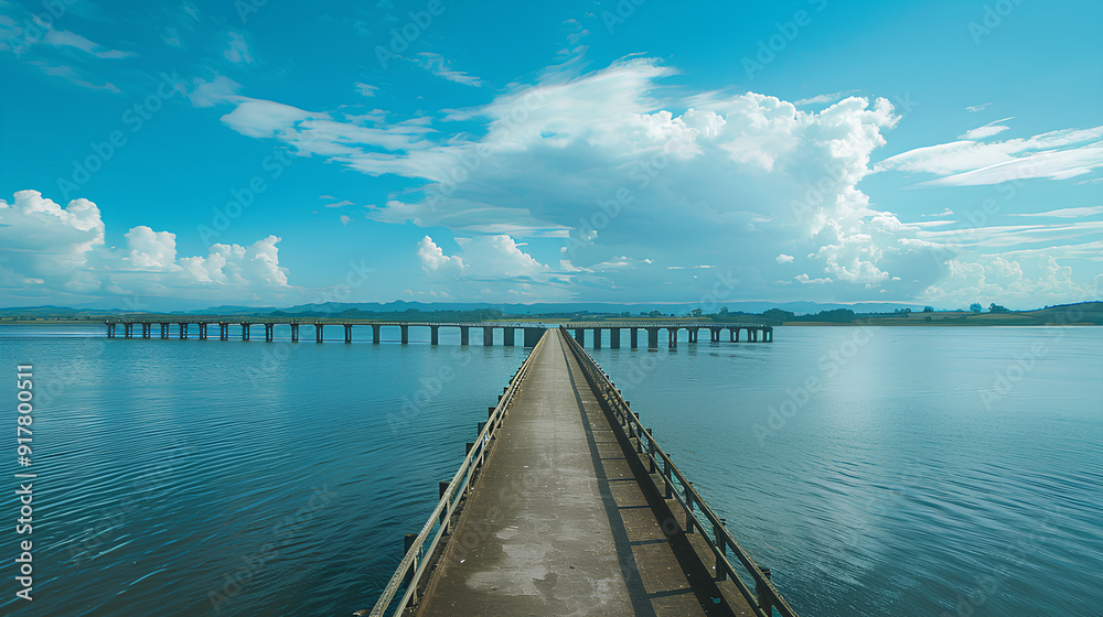 Obraz premium view of a large bridge crossing the river
