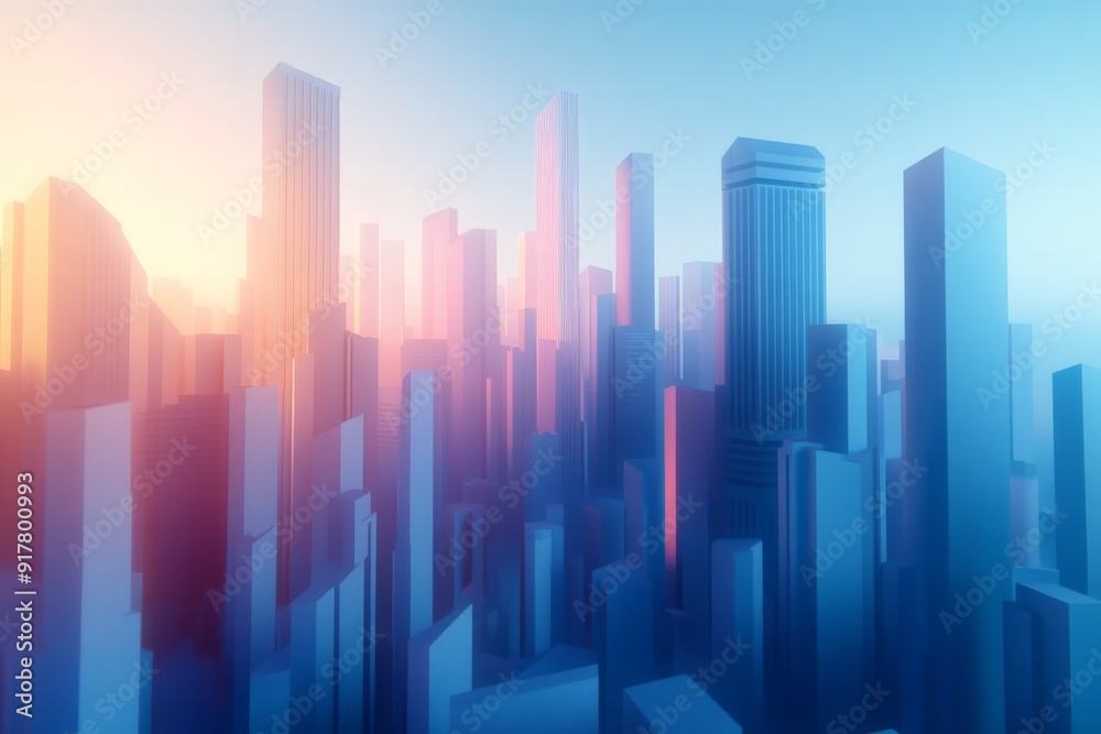 Fototapeta premium Futuristic Cityscape with a Glow