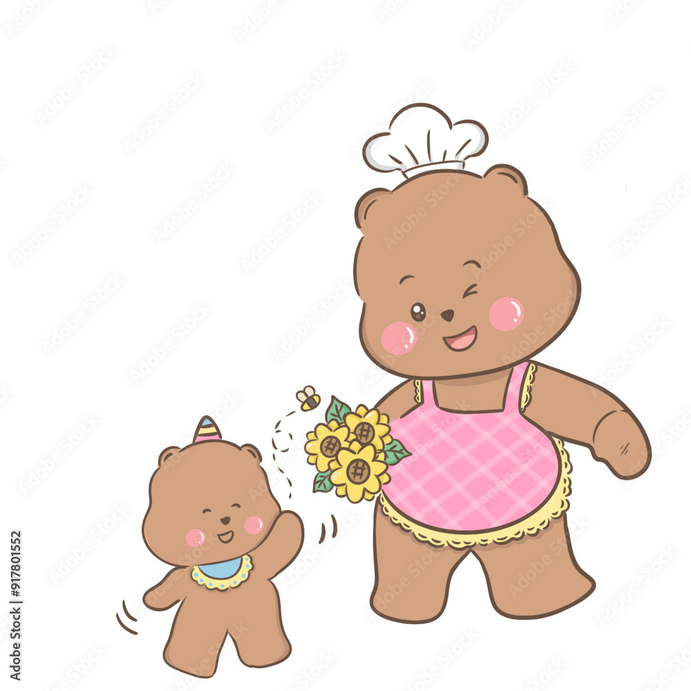 Fototapeta premium a little bear with momy