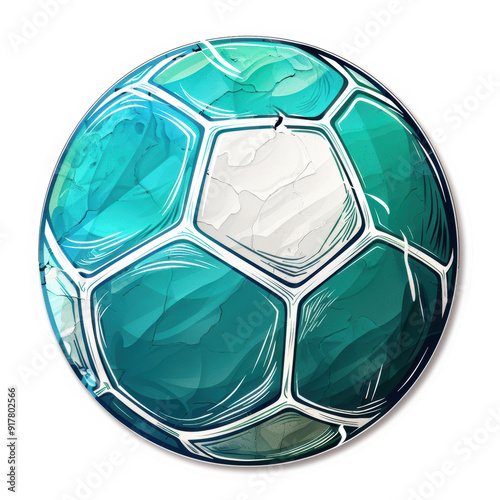 Green Blue Handball Icon Isolated on Transparent or White Background, PNG