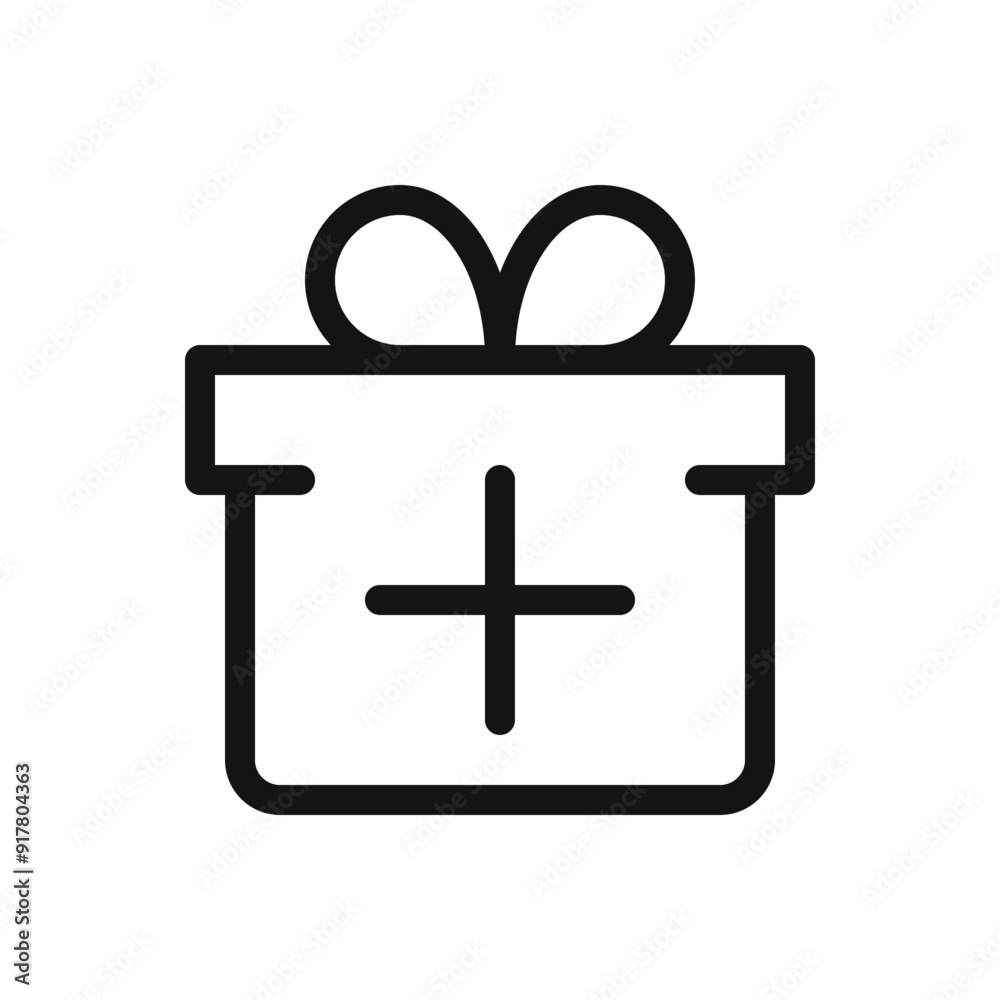 Add gift isolated icon, create new gift box vector symbol with editable stroke