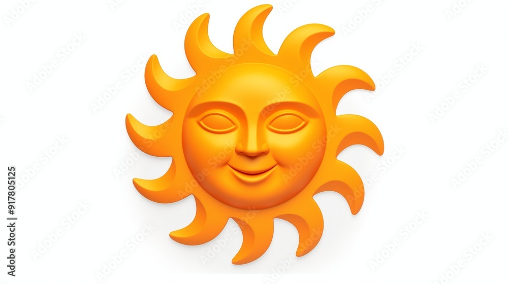 Charming Orange Sun Illustration with Smiling Face on White Background - Solar Icon Design for Seasonal Graphics Charming Orange Sun Illustration with Smiling Face on White Background - Solar Icon Design for Seasonal Graphics