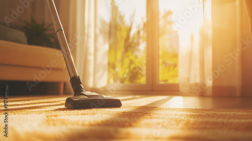 Wallpaper Mural Vacuum cleaning a cozy living room bathed in sunlight, capturing the home tidy-up process and creating a warm, inviting atmosphere. Ideal for home cleaning and interior decor conte Torontodigital.ca