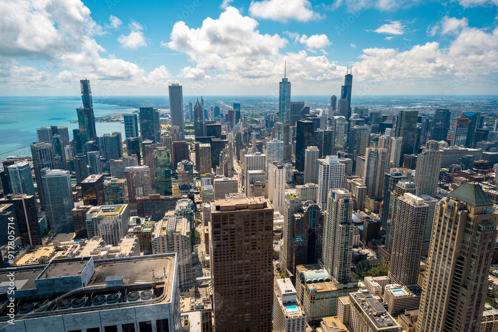 Fototapeta premium Chicago, Illinois, USA - Aug 15, 2019: City view from above