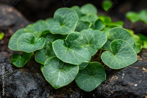 Vibrant European Wild Ginger Plant. Botanical Beauty concept