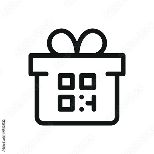 QR code gift box isolated icon, use qr code on gift vector symbol with editable stroke