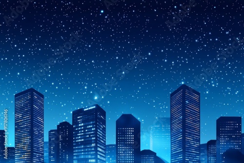 Cityscape Under a Starry Sky