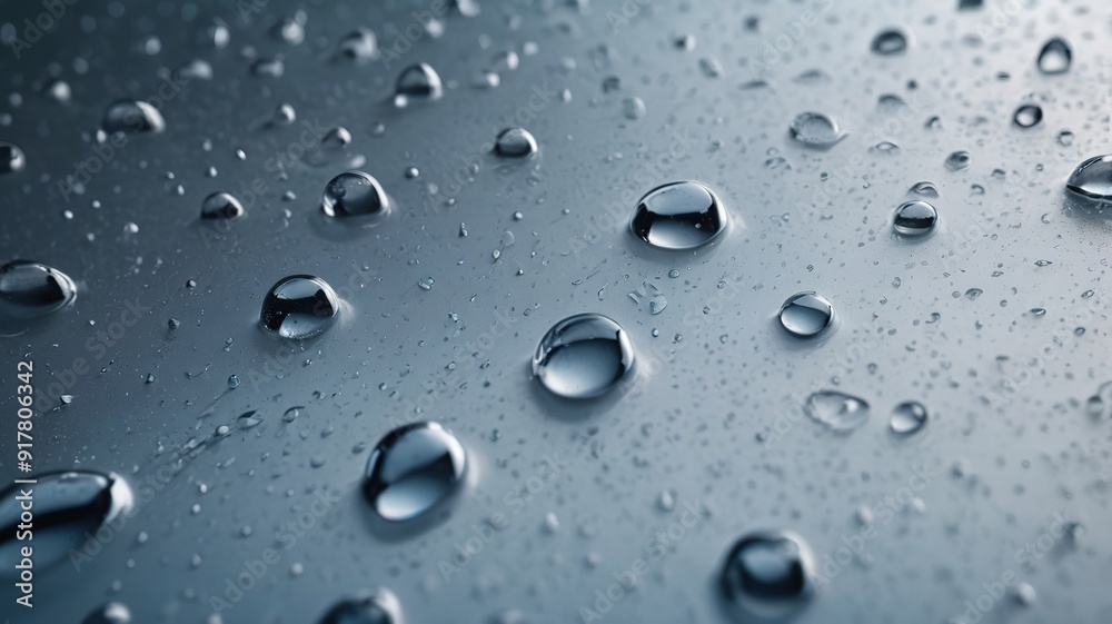 Glass covered with many water drops, close-up view, soft reflections in the background. Glass covered with many water drops, close-up view, soft reflections in the background.
