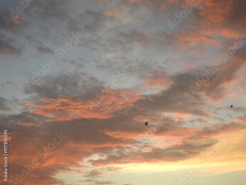 Fototapeta Naklejka Na Ścianę i Meble -  Red cloud and the kites