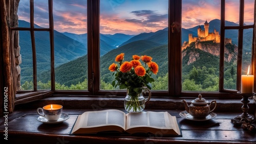 Castle View: A Cozy Evening of Melancholy and Magic Through the Window