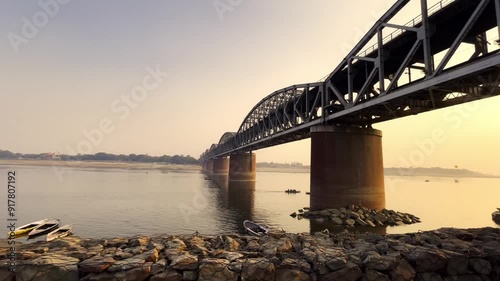 rajghat bridge varanasi | varanasi | double decker bridge over the Ganges in Varanasi photo