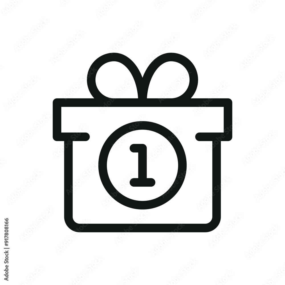 Gift box with loyalty points isolated icon, collect bonus vector symbol with editable stroke Gift box with loyalty points isolated icon, collect bonus vector symbol with editable stroke
