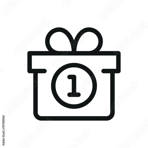 Gift box with loyalty points isolated icon, collect bonus vector symbol with editable stroke