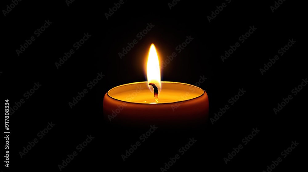 A single candle burns in the darkness, its light creating a calm, peaceful ambiance. A single candle burns in the darkness, its light creating a calm, peaceful ambiance.