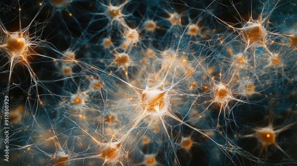 Abstract representation of a neural network with interconnected nodes and lines Abstract representation of a neural network with interconnected nodes and lines