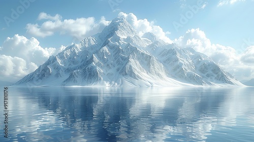 Wallpaper Mural snow mountain reflection scene, tranquil icy mountain lake, peaceful winter landscape, snow mountain serenity, winter landscape reflections Torontodigital.ca