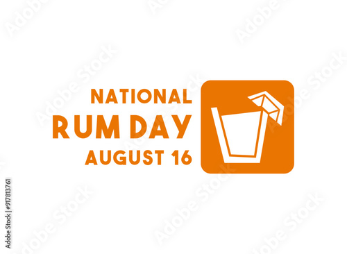 Vector Illustration of National Rum Day. August 16. Orange background.