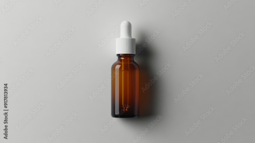 Amber glass dropper on white background Amber glass dropper on white background