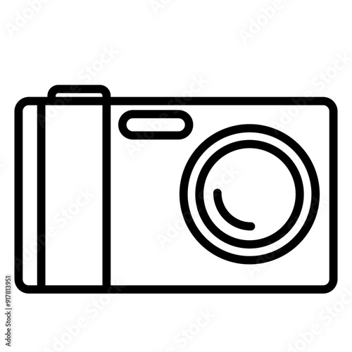 Compact Point-and-Shoot Camera - Minimal Camera Icon with Editable Stroke