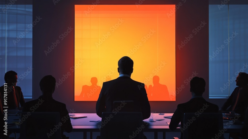 Silhouettes of Businesspeople in a Meeting Room Silhouettes of Businesspeople in a Meeting Room