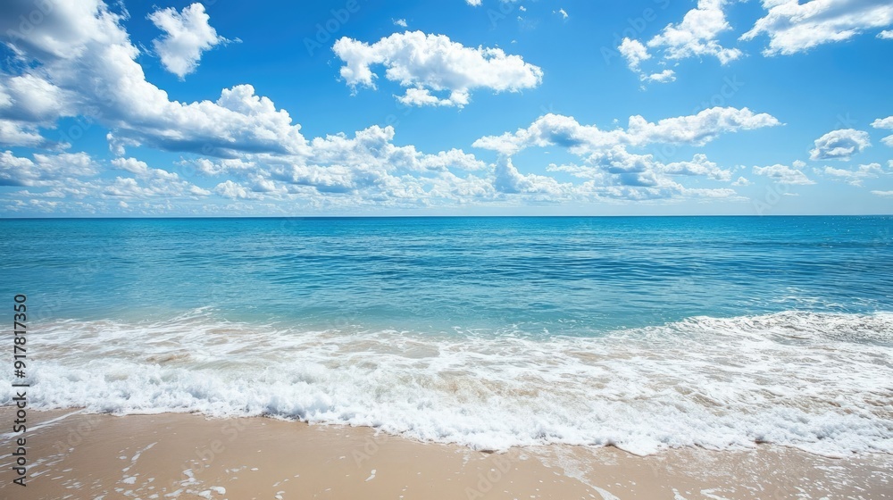 Tranquil ocean view with gentle waves and a clear horizon under a bright sky Tranquil ocean view with gentle waves and a clear horizon under a bright sky