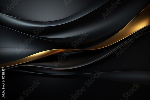 Abstract black and gold wave pattern background.