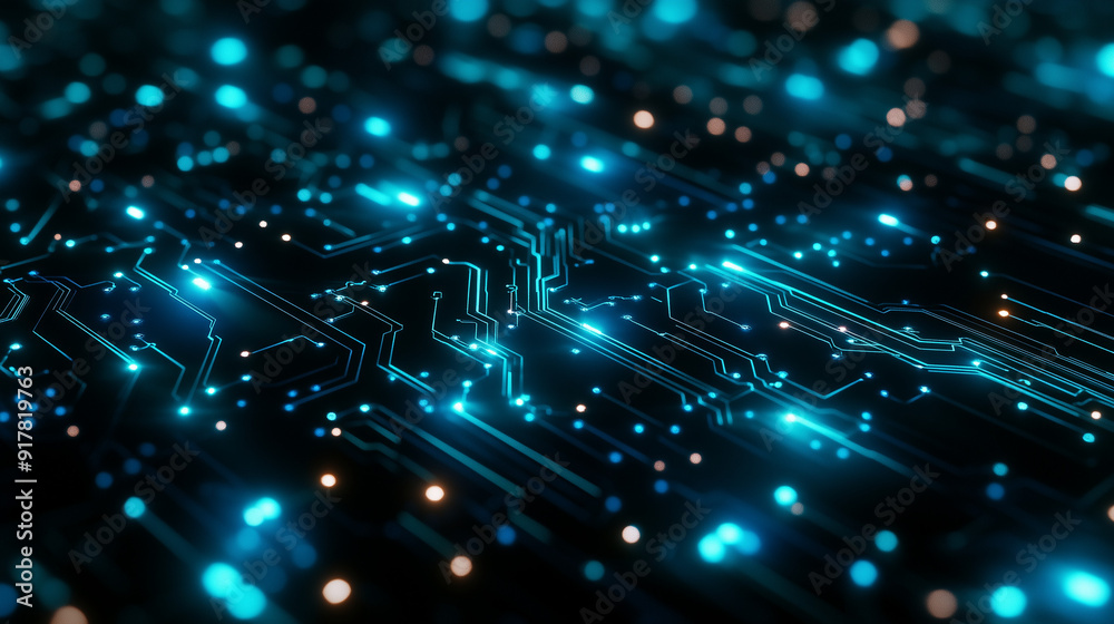 Fototapeta premium Abstract Design Resembling a Circuit Board with Glowing Connections