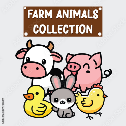 cute farm animals vector illustration graphic