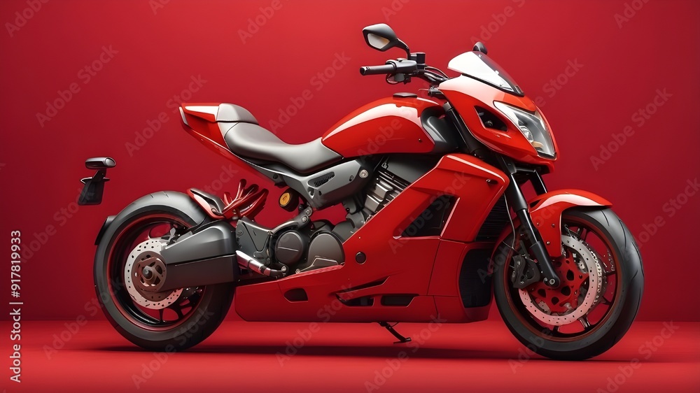A beautiful motorbick on rabbit red background A beautiful motorbick on rabbit red background