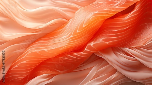 This close-up image showcases the beautiful, layered texture of fresh salmon fillets.