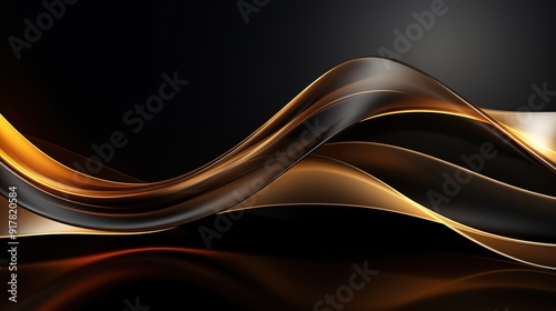 Abstract black and gold waves background.