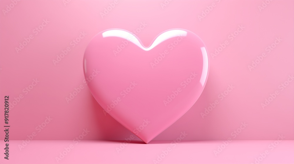 Glossy Pink Heart Illustration on Soft Pink Background for Valentine's Day and Romantic Designs. Glossy Pink Heart Illustration on Soft Pink Background for Valentine's Day and Romantic Designs.
