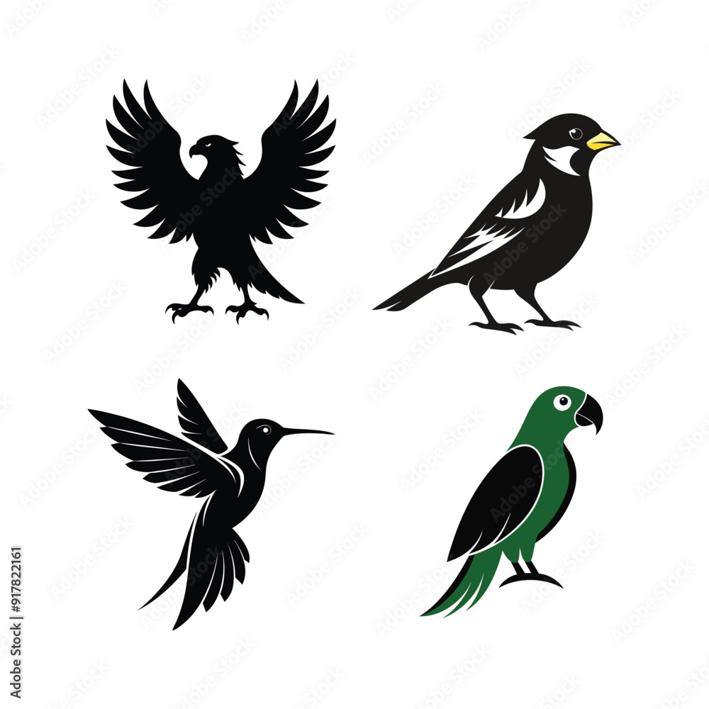 Elegant bird silhouette vector collection. Elegant bird silhouette vector collection.