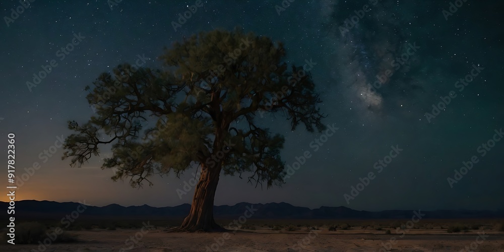 Lonely old tree in a landscape view of desert evening, sky is clear and the view is unique Lonely old tree in a landscape view of desert evening, sky is clear and the view is unique