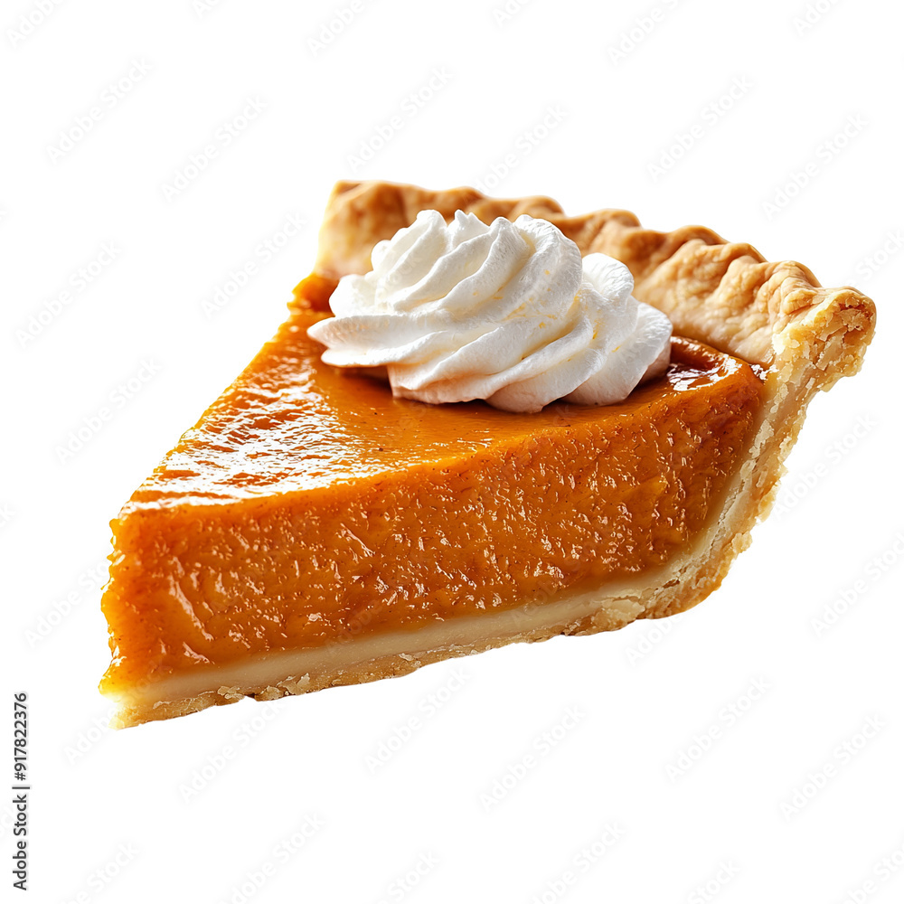 Delicious slice of pumpkin pie topped with whipped cream. Perfect for fall or holiday celebrations. Delicious slice of pumpkin pie topped with whipped cream. Perfect for fall or holiday celebrations.