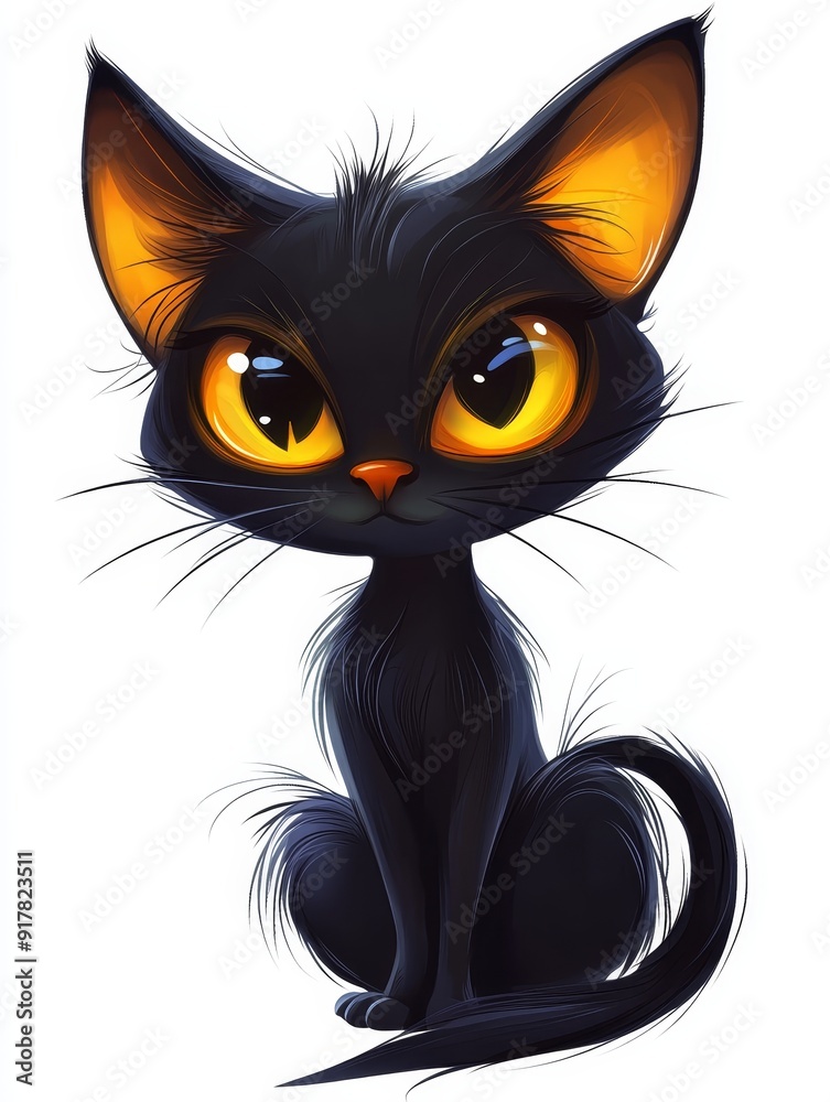 Black Cat with Big Yellow Eyes Black Cat with Big Yellow Eyes