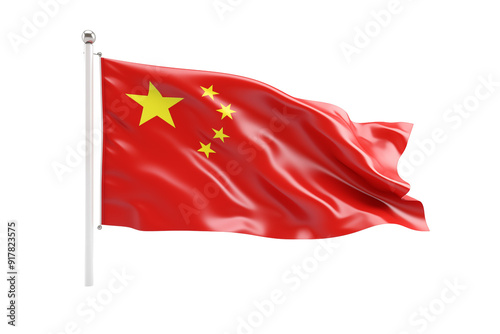 China flag on transparent background. China flag isolated on transparent background png cutouts. Image for graphic designer. Image for flyers. Image for communication. Patriotic China. Chinese.